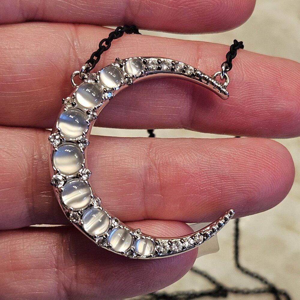 RARE MONICA RICH KOSANN DREAM CRESCENT MOON STAR SAPPHIRE 925 CHARM NECKLACE